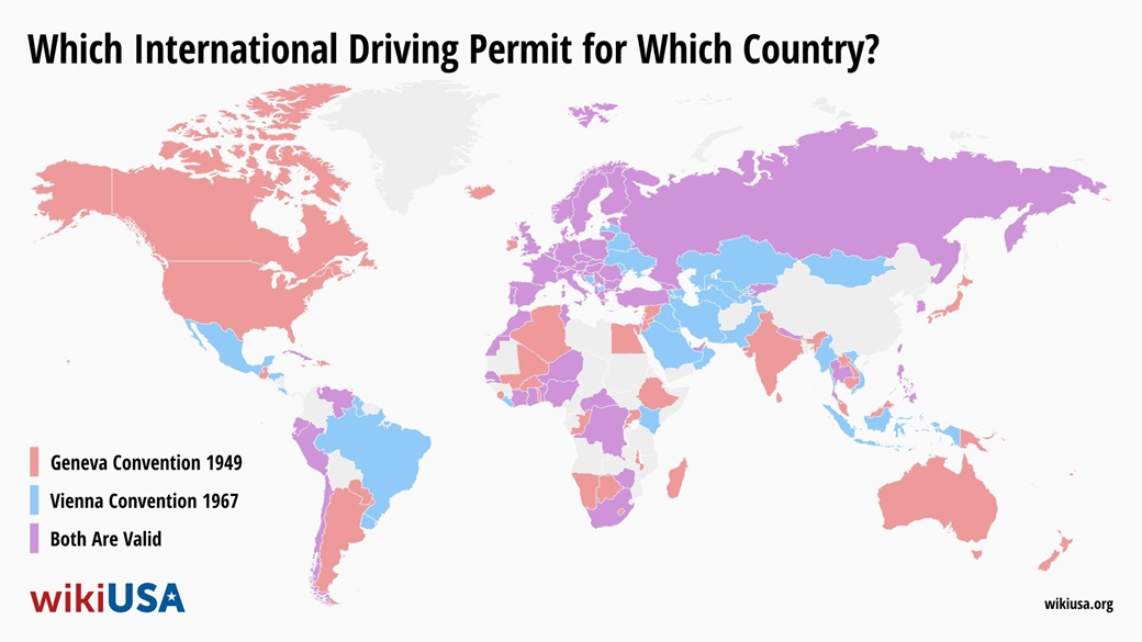 Internationaler Führerschein: Karte Wiener Konvention vs. Genfer Konvention | © Petr Novák
