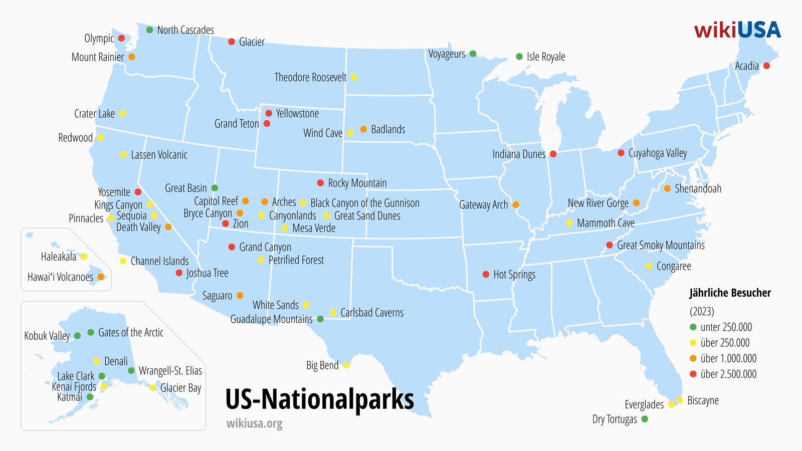 Karte der US Nationalparks | © Petr Novák