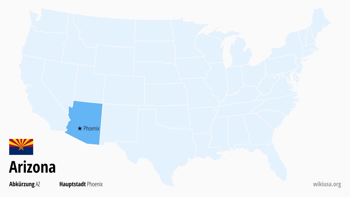 Karte des US-Bundesstaates Arizona | Wo liegt Arizona? | Arizona (USA) – Fakten, Klima, Sehenswürdigkeiten