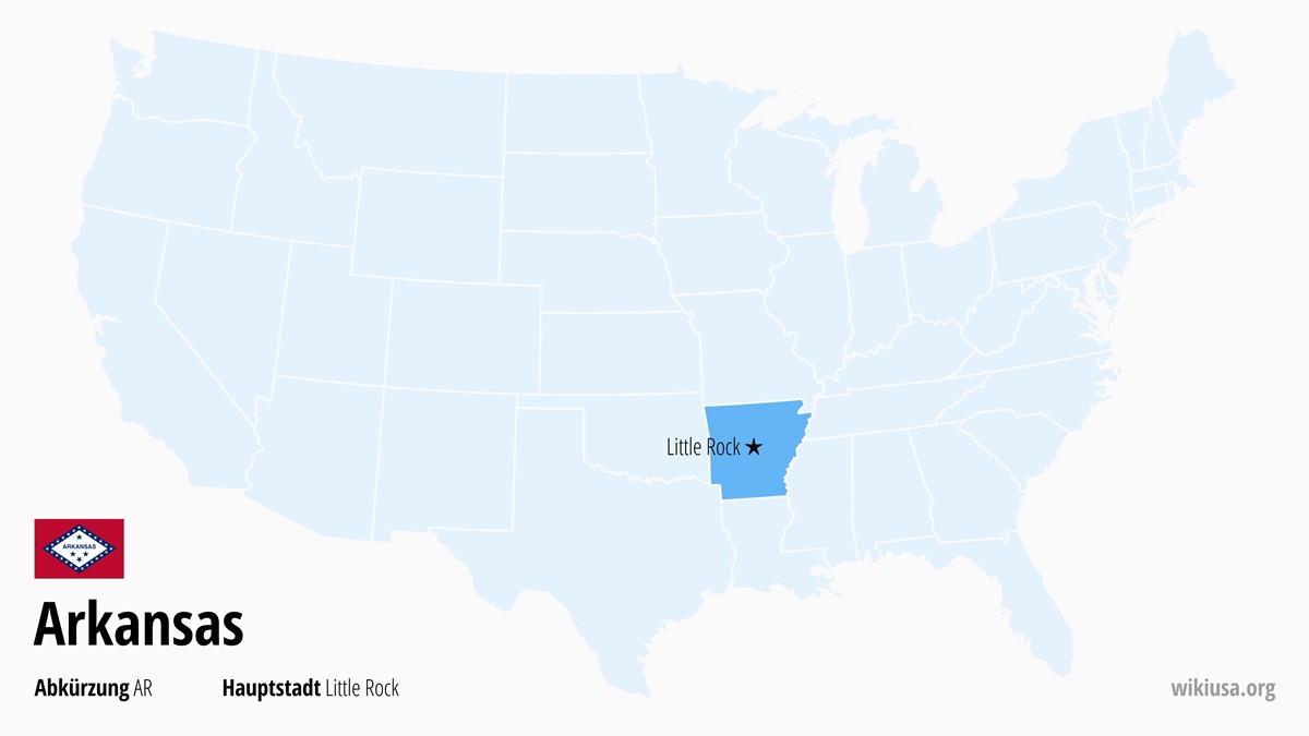 Karte des US-Bundesstaates Arkansas | Wo liegt Arkansas? | Arkansas – Hauptstadt, Karte, Flagge und größte Städte