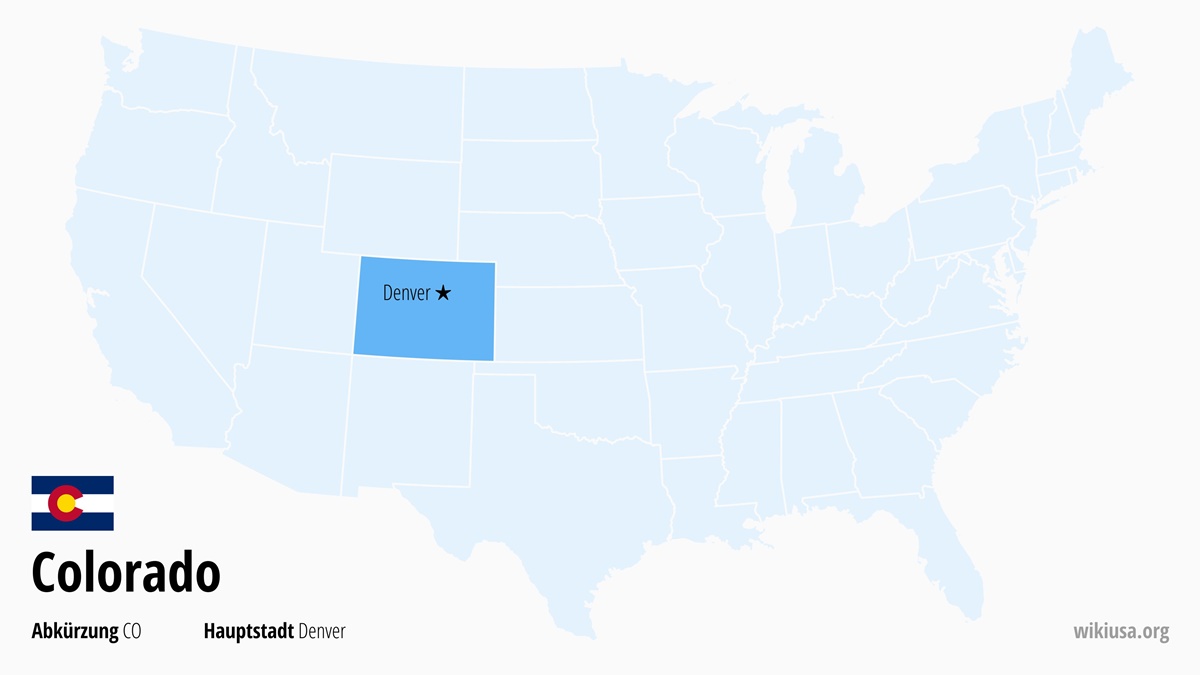 Karte des US-Bundesstaates Colorado | Wo liegt Colorado? | Colorado (USA) – Fakten, Klima, Sehenswürdigkeiten