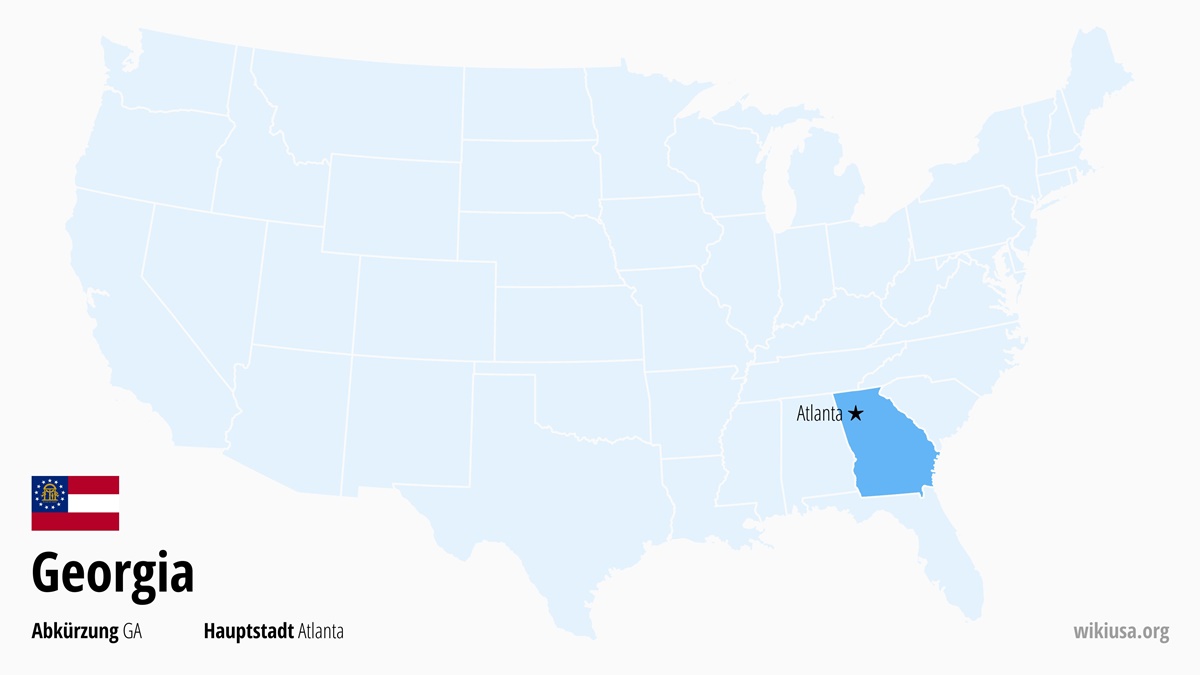 Karte des US-Bundesstaates Georgia | Wo liegt Georgia? | Georgia – Karte, Flagge, Sehenswertes und größte Städte