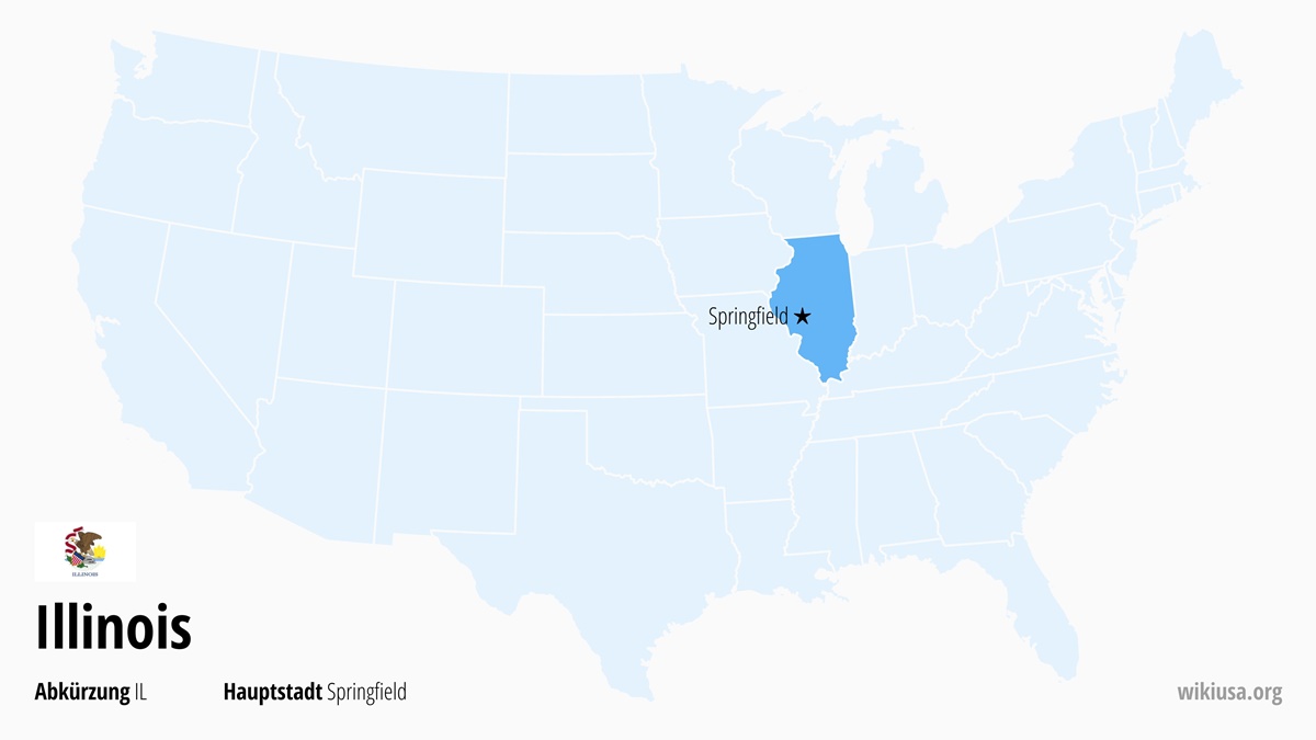 Karte des US-Bundesstaates Illinois | Wo liegt Illinois? | Illinois (USA) – Fakten, Klima, Sehenswürdigkeiten