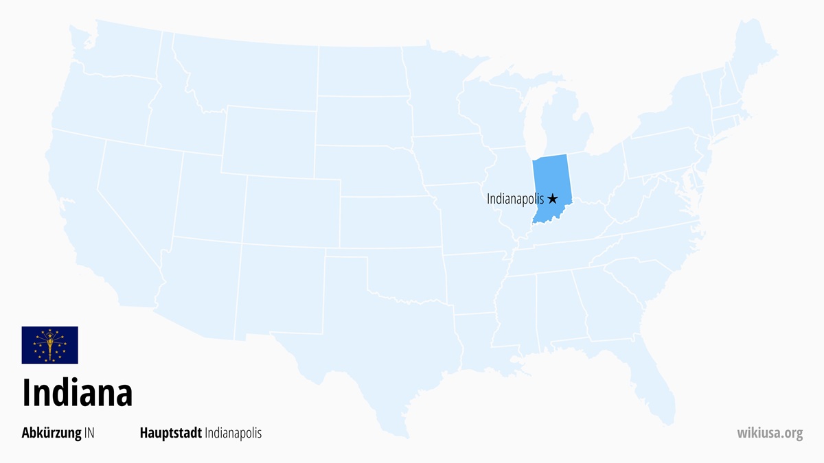 Karte des US-Bundesstaates Indiana | Wo liegt Indiana? | Indiana – Hauptstadt, Abkürzung, Karte und größte Städte