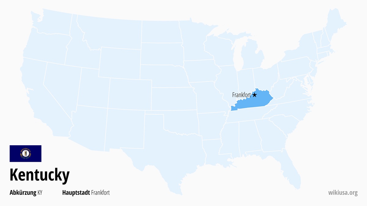 Karte des US-Bundesstaates Kentucky | Wo liegt Kentucky? | Kentucky – Karte, Sehenswertes, Abkürzung und größte Städte