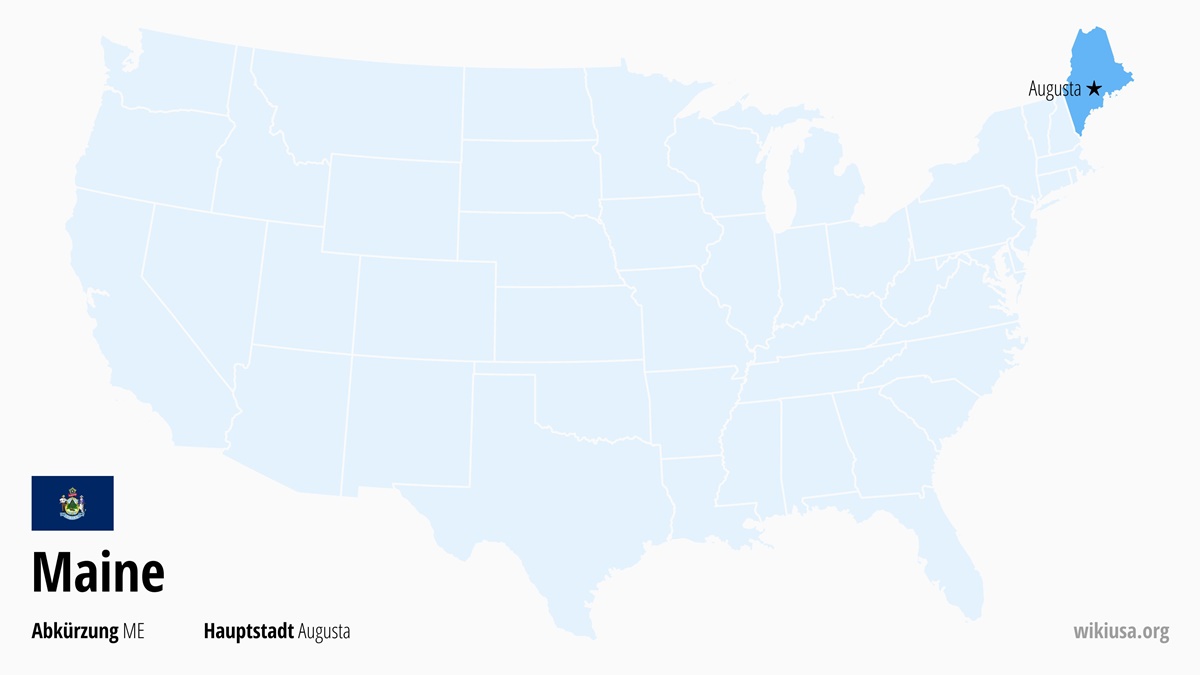 Karte des US-Bundesstaates Maine | Wo liegt Maine? | Maine (USA) – Fakten, Klima, Sehenswürdigkeiten