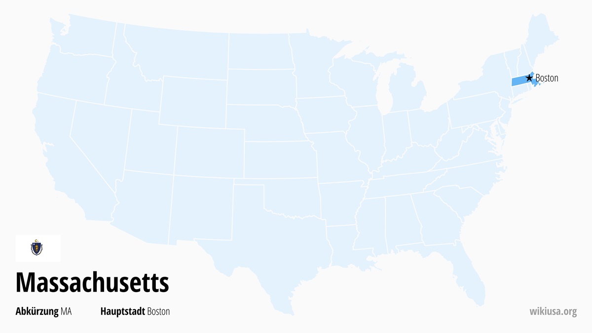 Karte des US-Bundesstaates Massachusetts | Wo liegt Massachusetts? | Massachusetts – Hauptstadt, Städte, Karte und Abkürzung