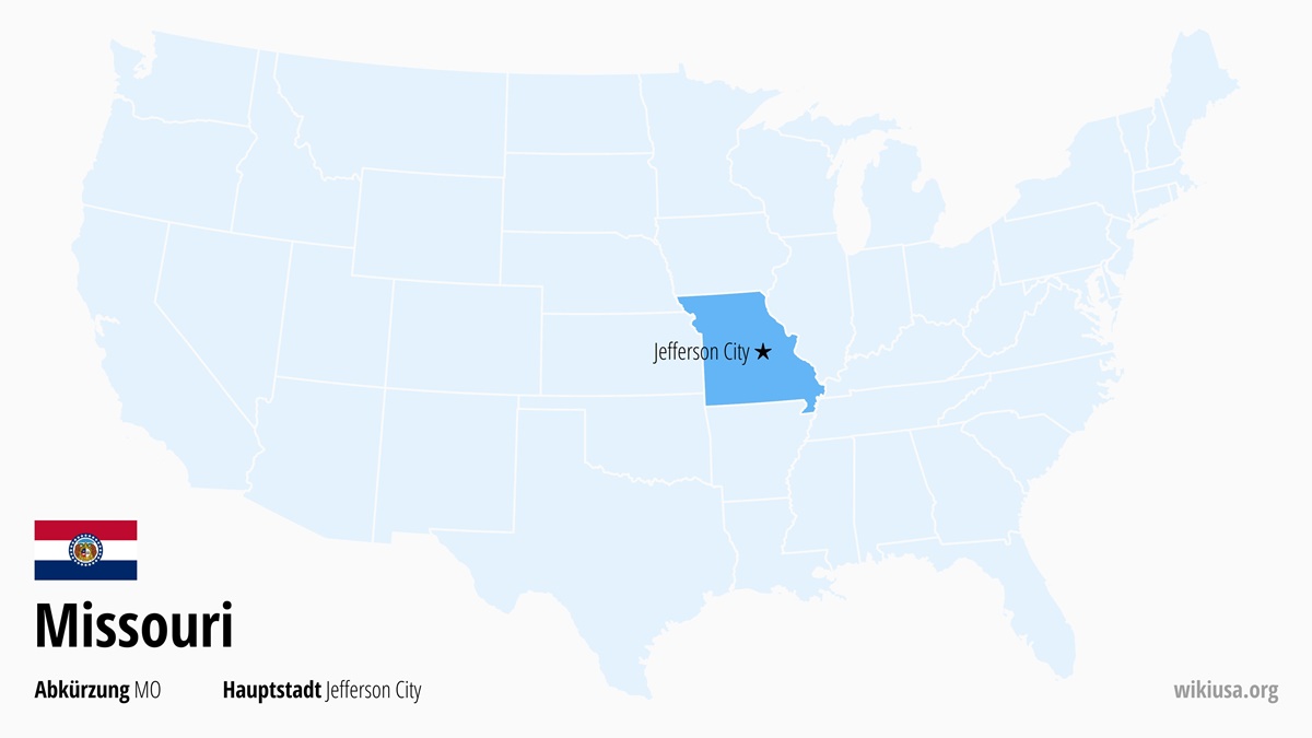 Karte des US-Bundesstaates Missouri | Wo liegt Missouri? | Missouri (USA) – Fakten, Klima, Sehenswürdigkeiten