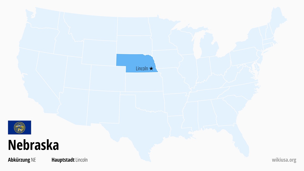 Karte des US-Bundesstaates Nebraska | Wo liegt Nebraska? | Nebraska (USA) – Fakten, Klima, Sehenswürdigkeiten