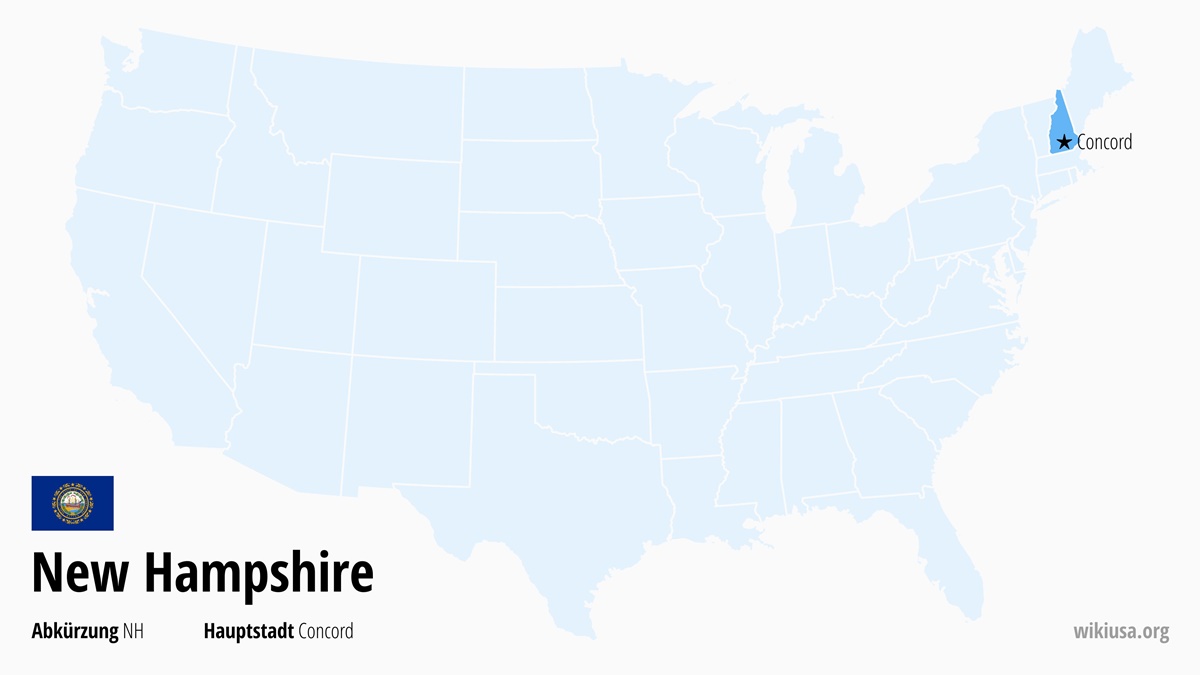 Karte des US-Bundesstaates New Hampshire | Wo liegt New Hampshire? | New Hampshire (USA) – Fakten, Klima, Sehenswürdigkeiten