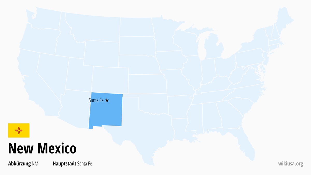 Karte des US-Bundesstaates New Mexico | Wo liegt New Mexico? | New Mexico (USA) – Fakten, Klima, Sehenswürdigkeiten