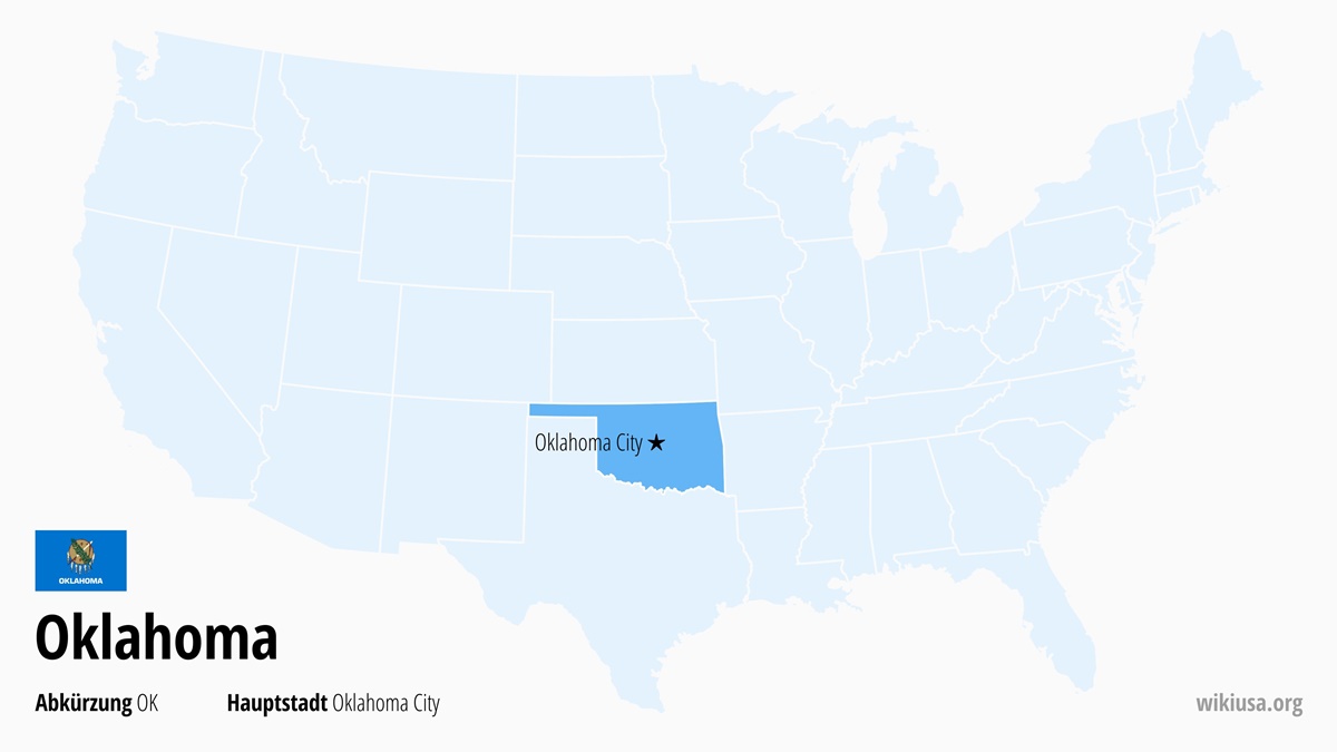 Karte des US-Bundesstaates Oklahoma | Wo liegt Oklahoma? | Oklahoma (USA) – Fakten, Klima, Sehenswürdigkeiten