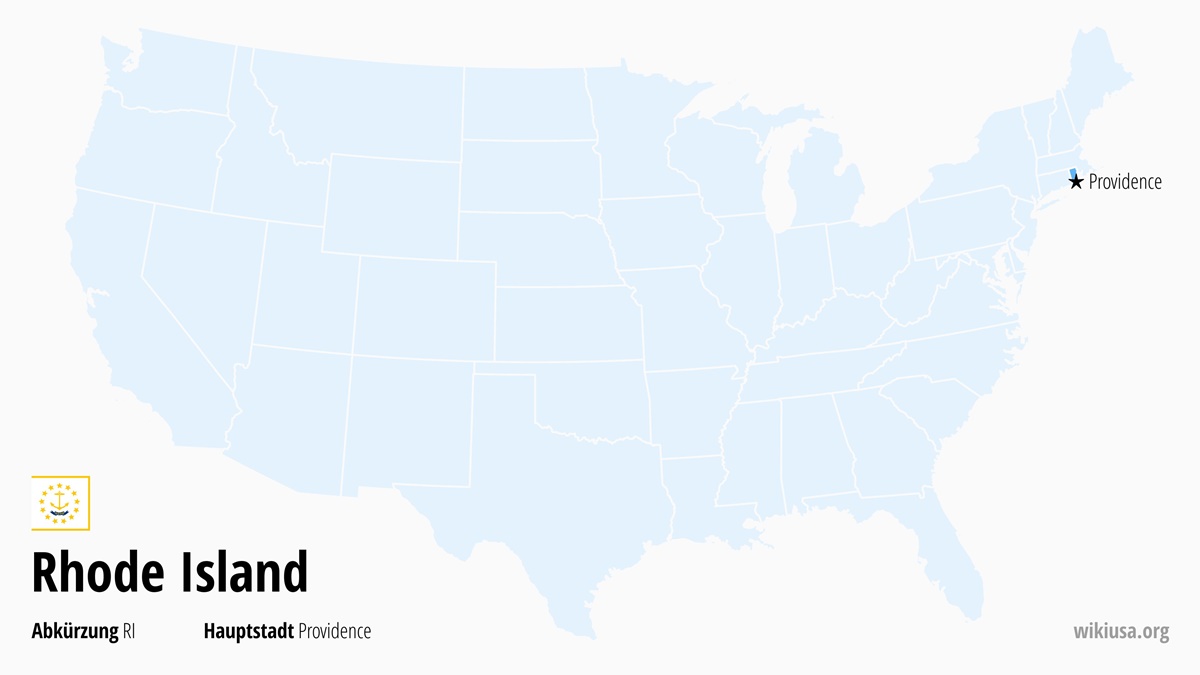 Karte des US-Bundesstaates Rhode Island | Wo liegt Rhode Island? | Rhode Island (USA) – Fakten, Klima, Sehenswürdigkeiten