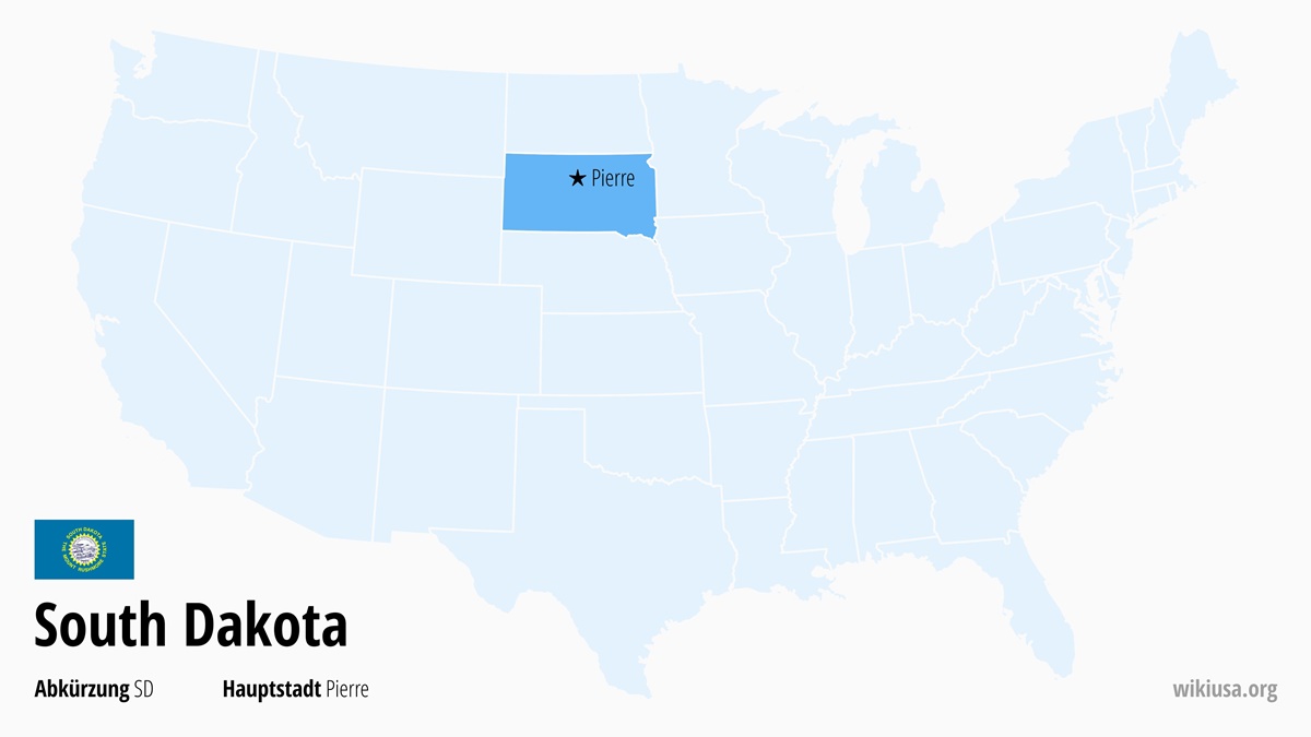 Karte des US-Bundesstaates South Dakota | Wo liegt South Dakota? | South Dakota (USA) – Fakten, Klima, Sehenswürdigkeiten