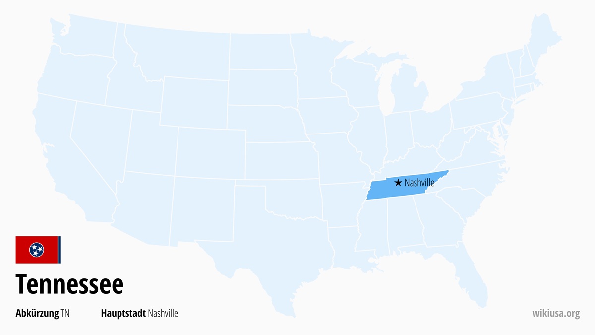 Karte des US-Bundesstaates Tennessee | Wo liegt Tennessee? | Tennessee (USA) – Fakten, Klima, Sehenswürdigkeiten