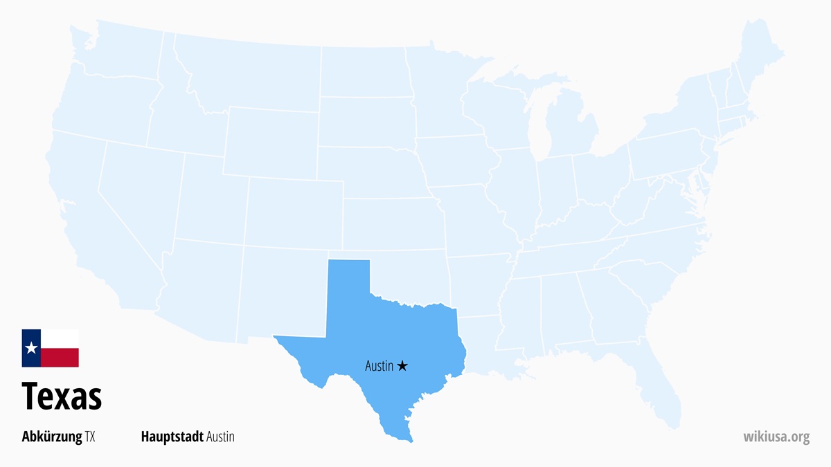 Karte des US-Bundesstaates Texas | Wo liegt Texas? | Texas (USA) – Fakten, Klima, Sehenswürdigkeiten