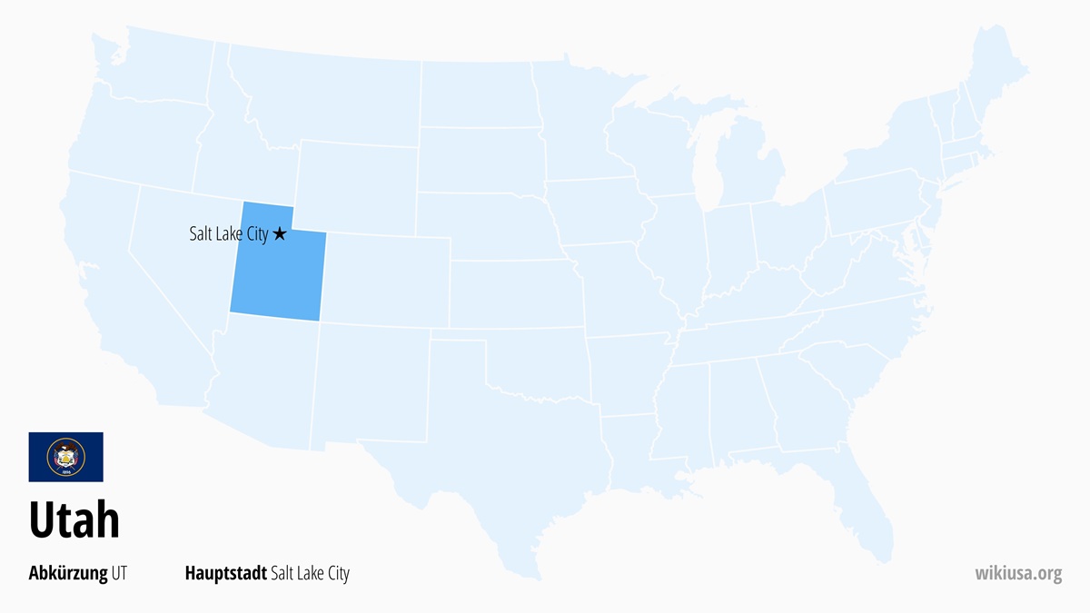 Karte des US-Bundesstaates Utah | Wo liegt Utah? | Utah (USA) – Fakten, Klima, Sehenswürdigkeiten