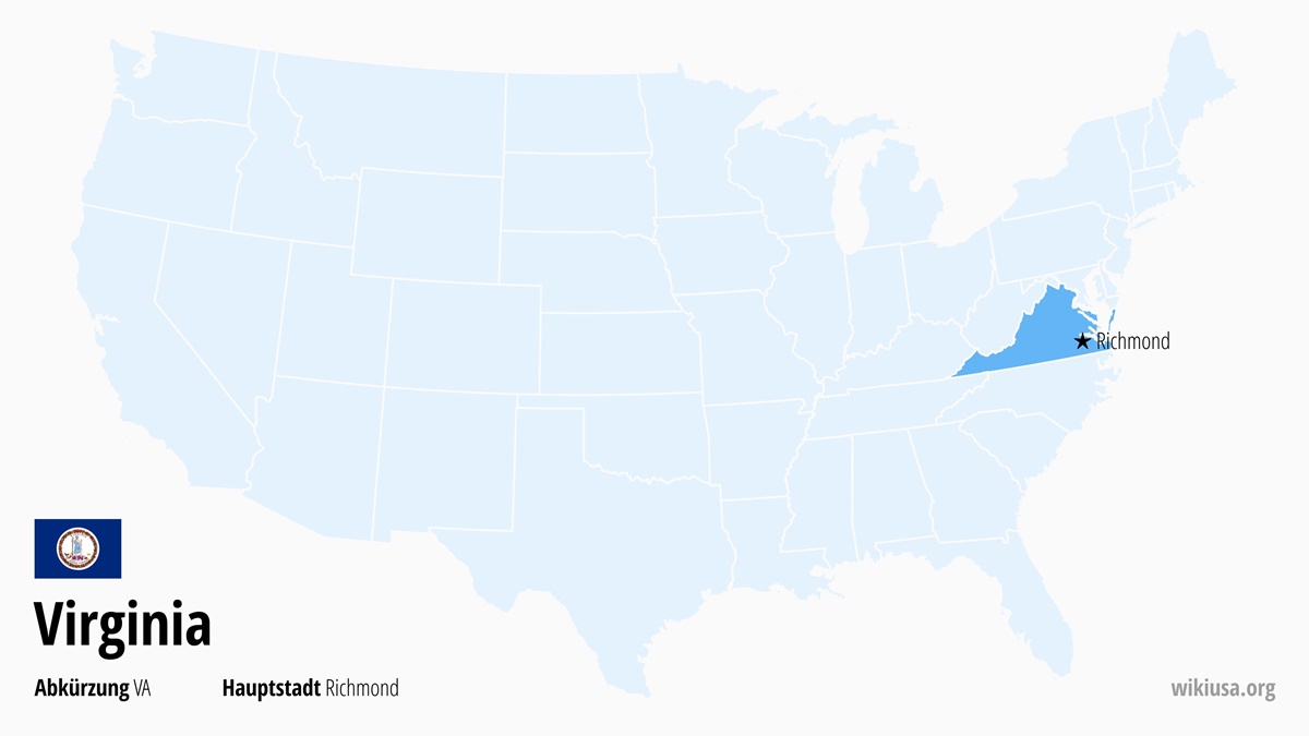 Karte des US-Bundesstaates Virginia | Wo liegt Virginia? | Virginia – Hauptstadt, Karte, Wetter und größte Städte