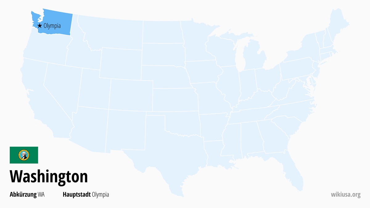 Karte des US-Bundesstaates Washington | Wo liegt Washington? | Washington (USA) – Fakten, Klima, Sehenswürdigkeiten