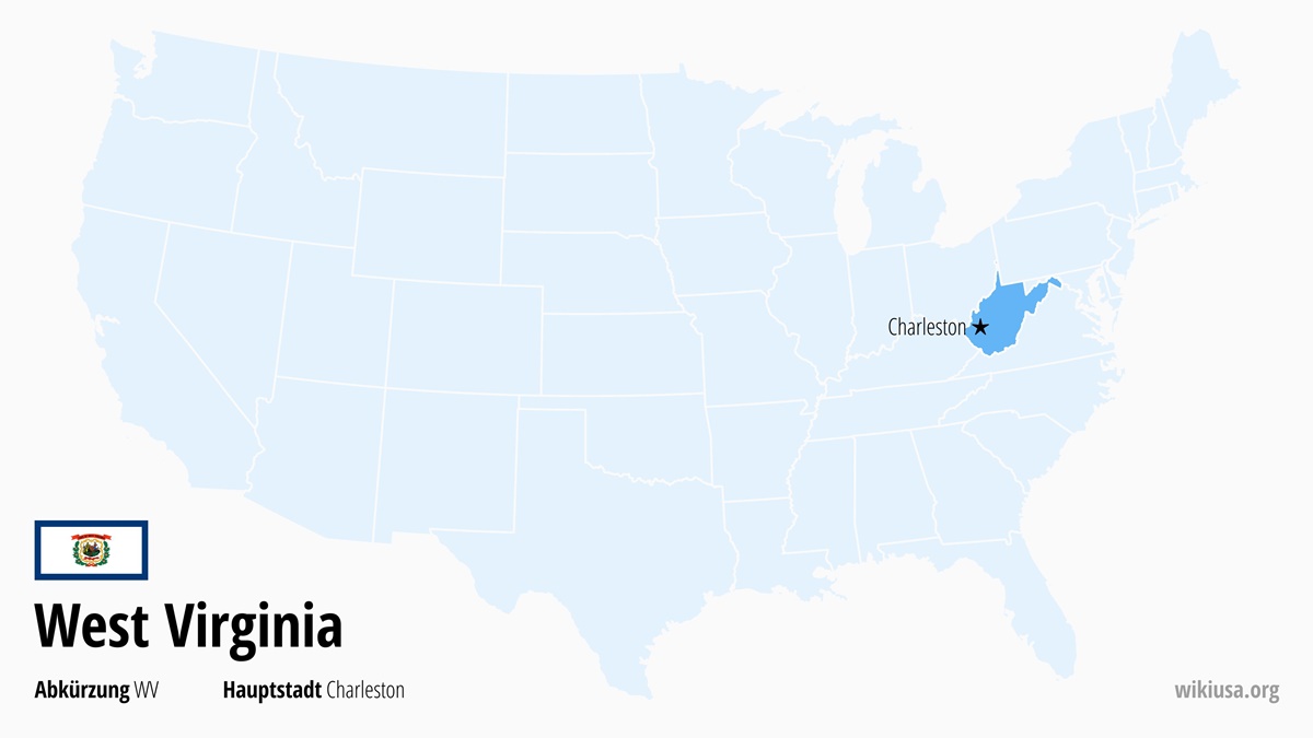 Karte des US-Bundesstaates West Virginia | Wo liegt West Virginia? | West Virginia (USA) – Fakten, Klima, Sehenswürdigkeiten