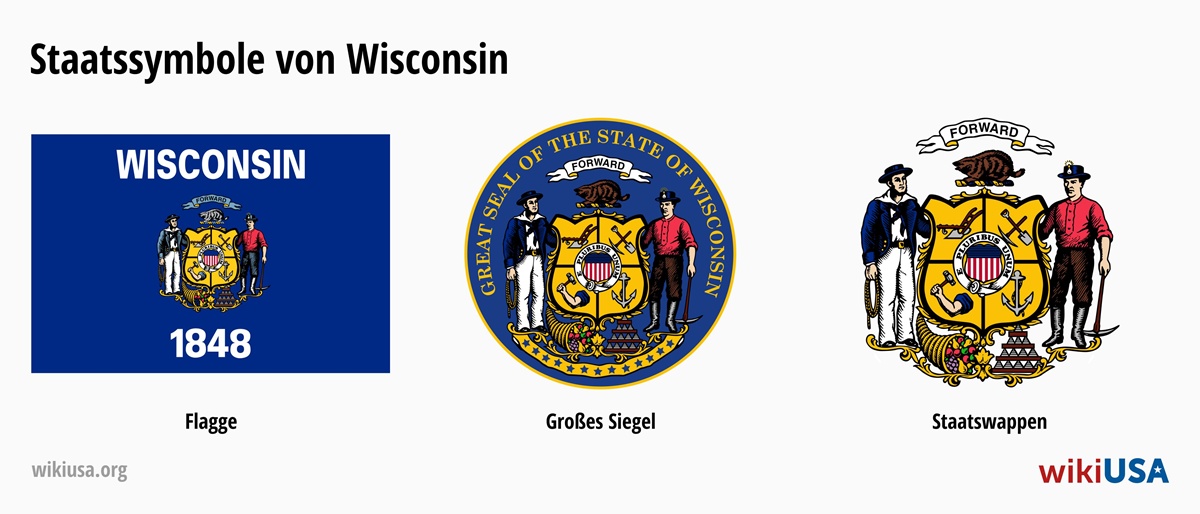 Flagge des Bundesstaates Wisconsin | Das große Siegel des Bundesstaates Wisconsin