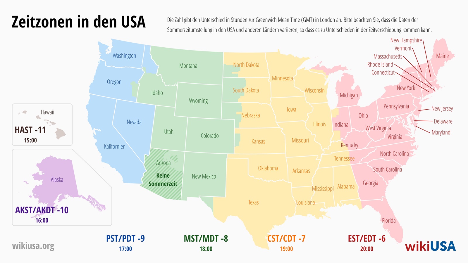 Zeitzonen in den USA – Karte, aktuelle Zeit in allen Staaten | © Petr Novák